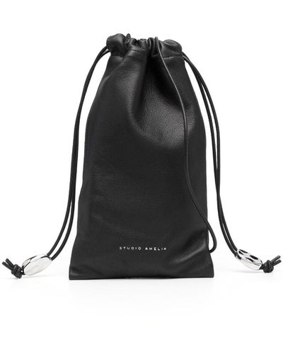 STUDIO AMELIA Crossbody Pouch Leather Bag - Black