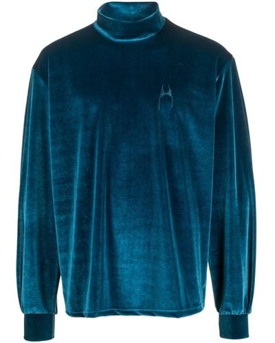 Random Identities High-neck Velvet Sweater - Blue