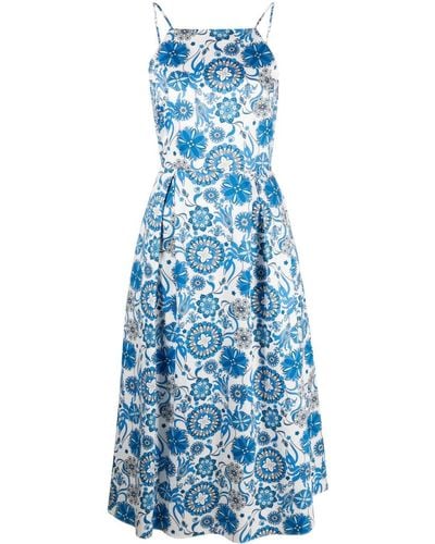 Borgo De Nor Goreti Floral-print Cotton Dress - Women's - Cotton - Blue