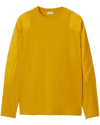 Burberry Paneled Fine-knit Cotton Sweater - Yellow