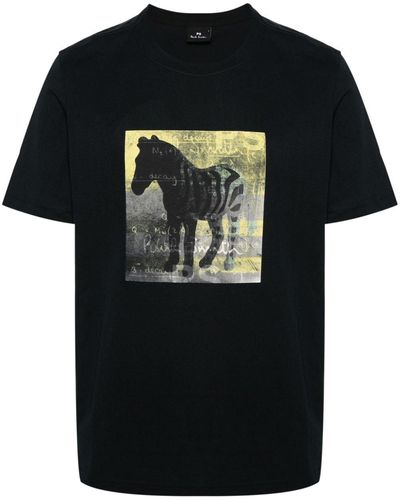 PS by Paul Smith T-shirt Met Zebraprint - Zwart