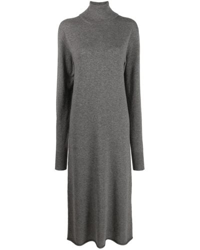 Jil Sander High-neck Cashmere Knitted Dress - Gray