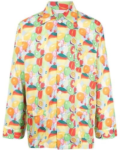 Derek Rose Pijama camisero con motivo de frutas - Multicolor