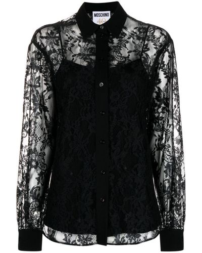 Moschino Floral-lace Button-up Shirt - Black