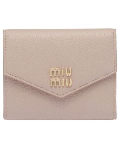 Miu Miu Cartera compacta con letras del logo - Blanco