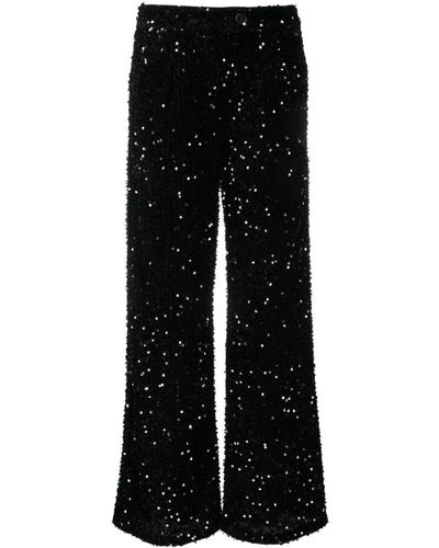 Liu Jo Sequinned Wide-leg Trousers - Black