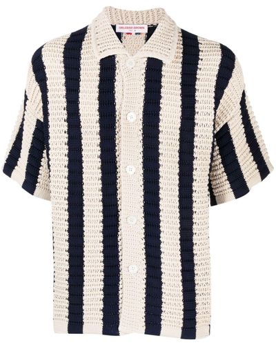 Orlebar Brown Thomas Stripe-pattern Crochet Shirt - Black