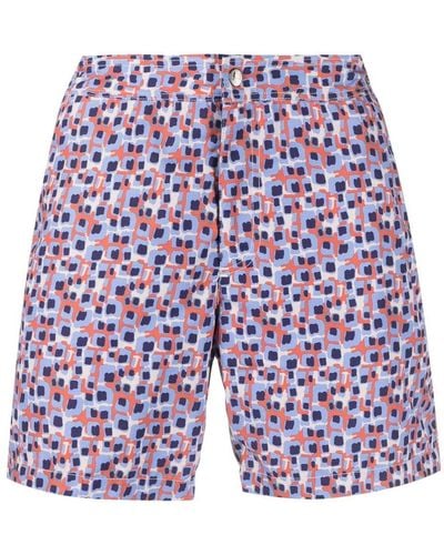 Corneliani Graphic-print Swim Shorts - Blue