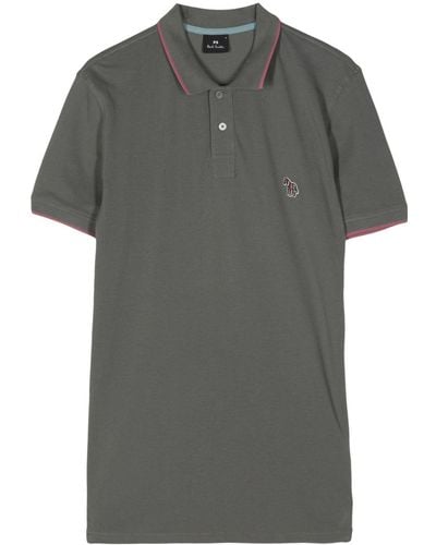 PS by Paul Smith Zebra Logo-appliqué Polo Shirt - Grey