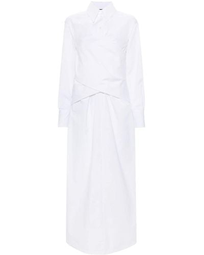 Fabiana Filippi Popeline-Hemdkleid mit überkreuztem Detail - Weiß