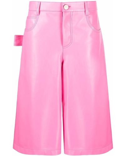 Bottega Veneta Leren Bermuda Shorts - Roze