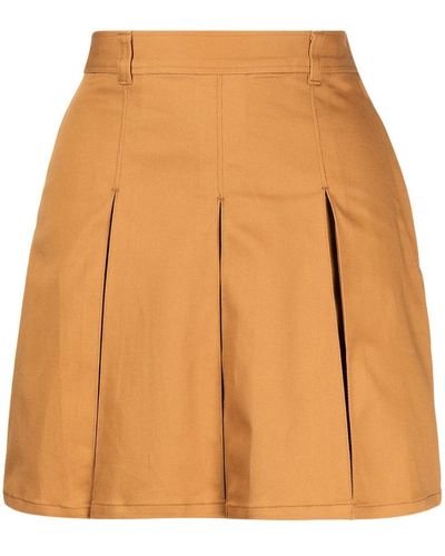 Chocoolate Pleated Stretch-cotton Mini Skirt - Orange