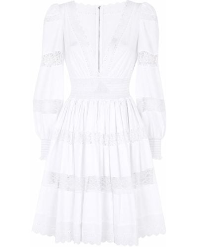 Dolce & Gabbana Vestido con paneles de encaje - Blanco