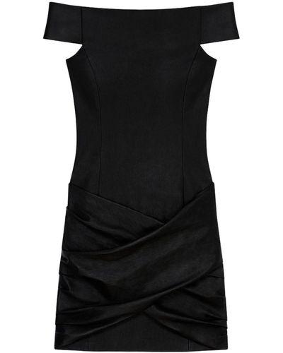 Givenchy ドレープ レザーミニドレス - ブラック