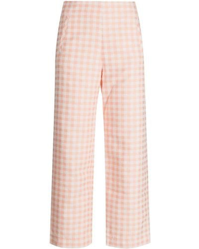 Lisa Marie Fernandez Gingham-pattern Cotton-blend Pants - Pink