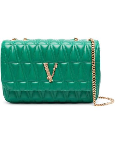 Versace Virtus Quilted Shoulder Bag - Green