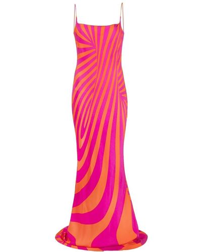 Brandon Maxwell Stripe-print Silk Gown - Orange