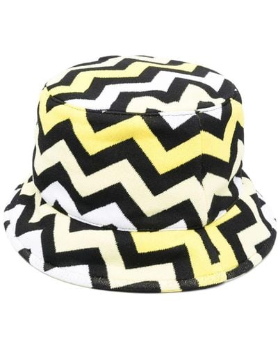 Missoni Sombrero de pescador con motivo en zigzag - Amarillo