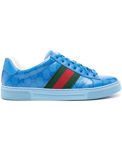 Gucci Ace Sneakers Met Kristal - Blauw