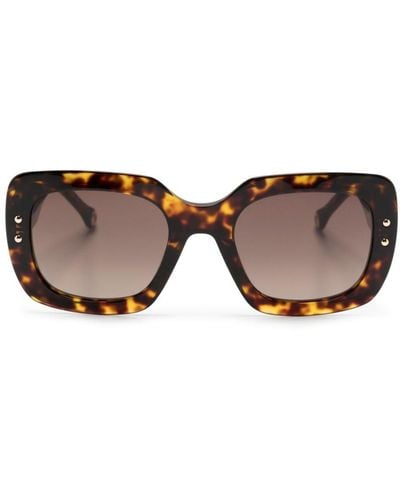 Carolina Herrera Eckige Sonnenbrille in Schildpattoptik - Braun