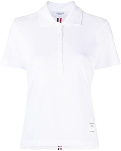 Thom Browne Pikee-Poloshirt mit Streifendetail - Weiß