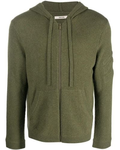 Zadig & Voltaire Zip-up Knitted Cashmere Hoodie - Green