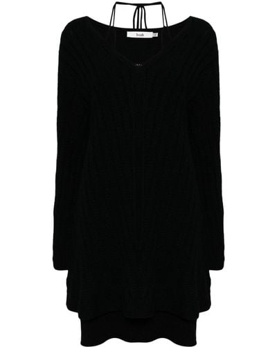 B+ AB Lace-up Knitted Minidress - Black