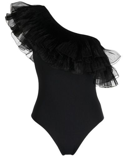 Giambattista Valli One-shoulder Ruffled Swimsuit - Black