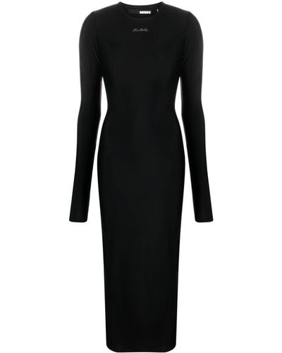 ROTATE BIRGER CHRISTENSEN Logo-embellished Long-sleeve Maxi Dress - Black
