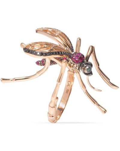 Gaelle Khouri Anello in oro rosa 18kt con diamanti e rubino - Bianco