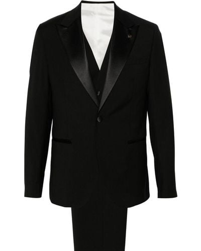 Manuel Ritz Single-breasted Three-piece Suit - Black