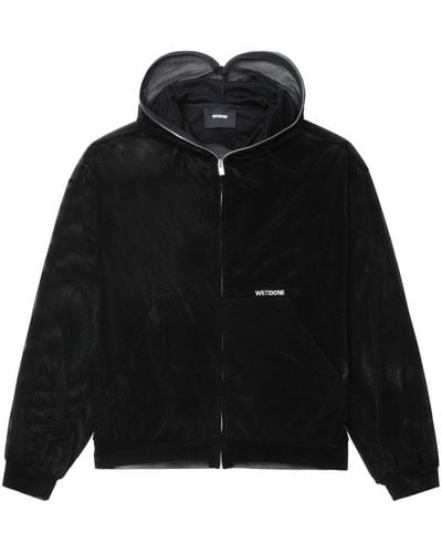 we11done Rhinestone-embellished tulle jacket - Negro