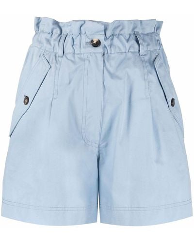 KENZO Pantalones cortos con cintura paperbag - Azul
