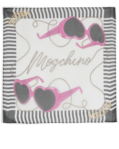 Moschino Sunglasses-print Silk Scarf - Gray