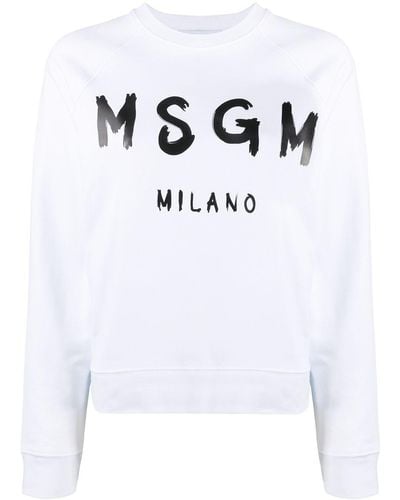 MSGM Logo Print Raglan Sweatshirt - White