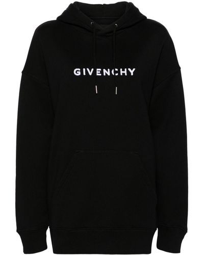 Givenchy Logo-flocked Cotton Hoodie - Black