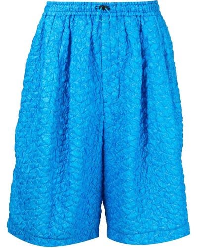 Toga Virilis Textured Drawstring Shorts - Blue