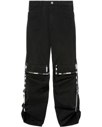 Emilio Pucci Patterned-trim Cotton Cargo Pants - Black