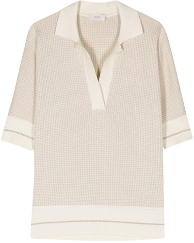 Agnona Houndstooth-pattern Polo Shirt - Natural