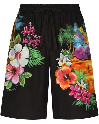 Dolce & Gabbana Pantalones cortos con motivo floral - Negro