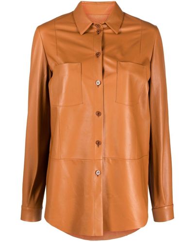 DROMe Two-pocket Leather Shirt - Orange