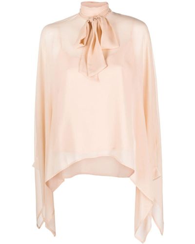 P.A.R.O.S.H. Blouse en soie à col lavallière - Blanc