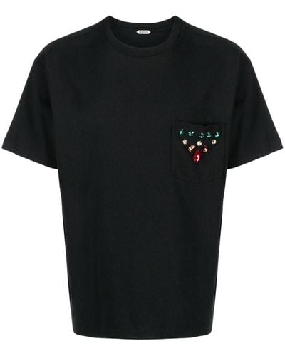 Bode T-shirt en coton à ornements en cristal - Noir