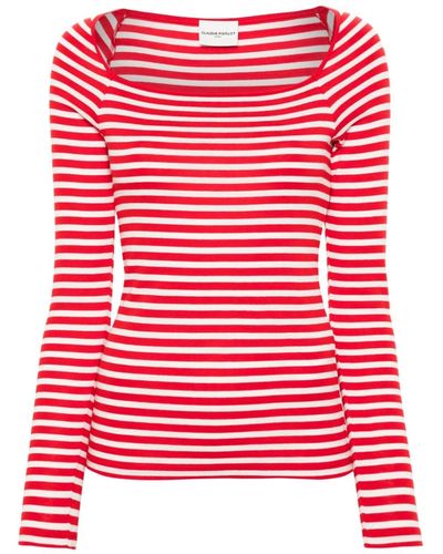 Claudie Pierlot Striped Cotton T-shirt - Red