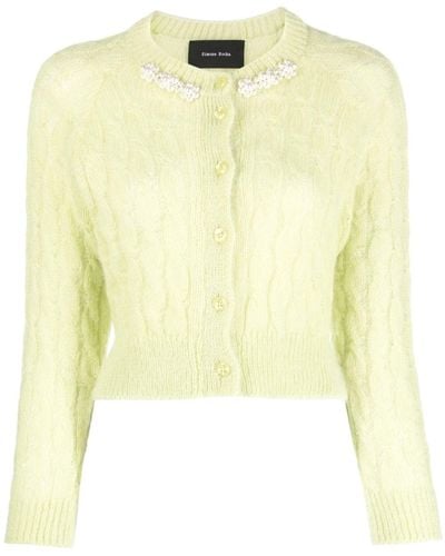 Simone Rocha Faux Pearl-detail Knitted Cardigan - Yellow