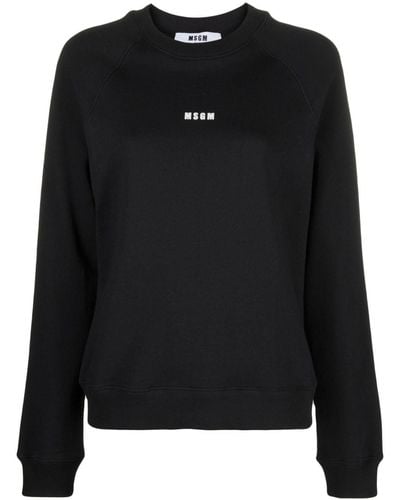 MSGM Logo-print Long-sleeve Sweatshirt - Black