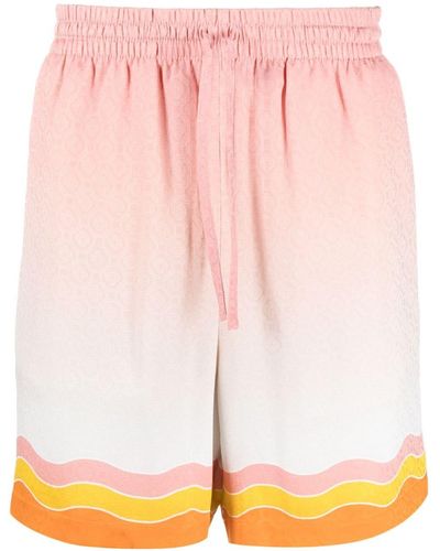 Casablancabrand Rainbow Monogram Silk Shorts - Pink