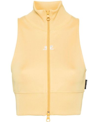 Courreges Interlock Zipped Cropped Top - Natural