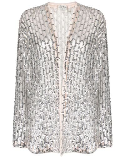 Forte Forte Semi-sheer Construction Open-work Sequined Jacket - Wit