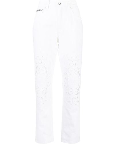 Dolce & Gabbana Pantaloni dritti con pizzo - Bianco